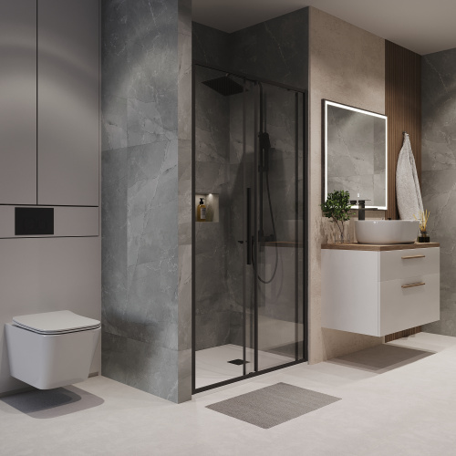 Душевая дверь Niagara Nova NG-84-13AB 130х195 стекло прозрачное профиль черный матовый - фото 5