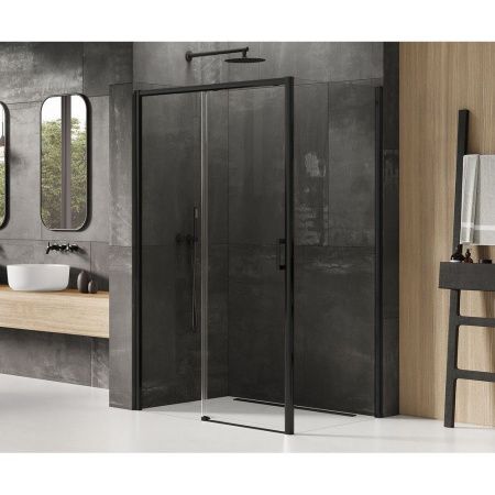 Душевой уголок New Trendy PRIME Black D-0324A/D-0127B 140х70 стекло прозрачное профиль черный без поддона