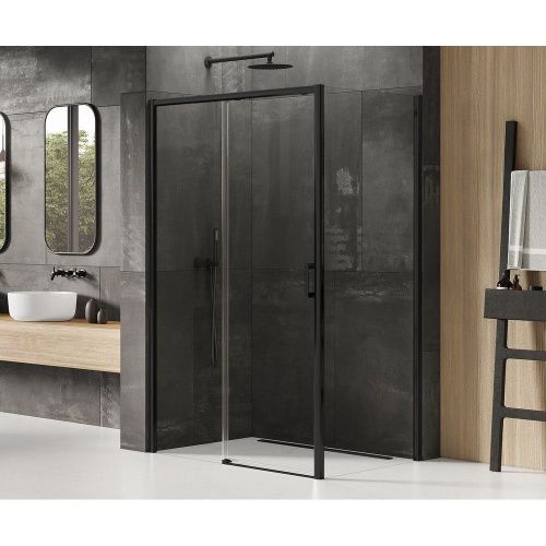 Душевой уголок New Trendy PRIME Black D-0328A/D-0129B 160х90 стекло прозрачное профиль черный без поддона - фото 2