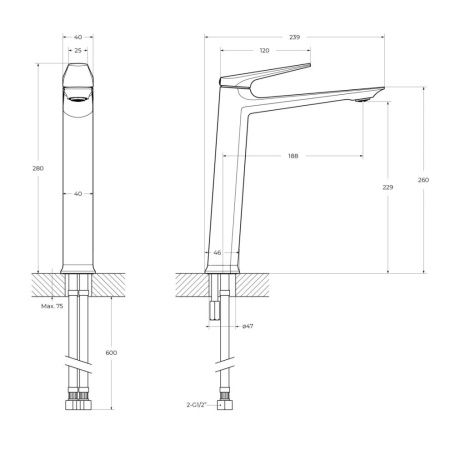 Смеситель для раковины Cezares LINER LINER-LC-01-W0 на столешницу хром