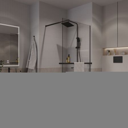 Душевая перегородка Niagara Nova NG-670-80ВLACK 80х195 стекло прозрачное профиль черный