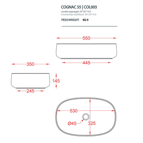 Раковина Artceram COGNAC 55 см COL003 17 34 накладная цвет черный матовый - фото 2
