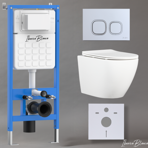 Комплект унитаз с инталляцией и клавишей смыва Iberica Blanca BILBAO ALTO IB001.BLA.234.834 - фото 2