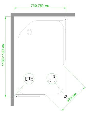 Душевой уголок Royal Bath HPD RB75115HPD-T-BL 115х75 стекло прозрачное профиль черный без поддона