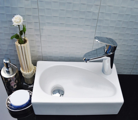 Раковина из санфаянса CeramaLux 9265 41х20 накладная цвет белый 1 отверстие под смеситель