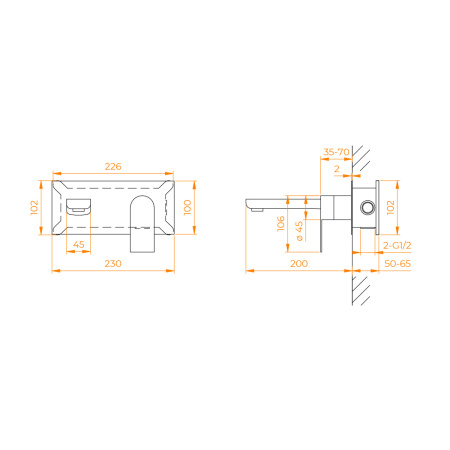 Смеситель для раковины RGW Shower Panels (Шоувер панелс) 51140546-01 встраиваемый в стену хром