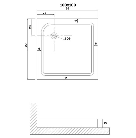 Душевой поддон Niagara Eco NG-P1010-14Q 100х100 ABS-пластик белый с ножками