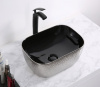 Раковина из санфаянса CeramaLux D1333H020 46х33 накладная цвет черный
