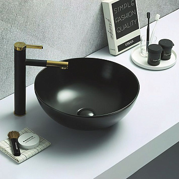 Раковина керамическая Art&Max AM-104-MB 42х42 накладная цвет черный матовый
