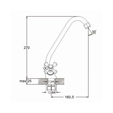 Смеситель для кухни G.Lauf QST QST4-A827 на столешницу хром