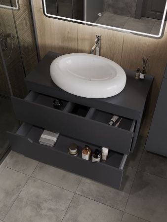 Тумба с раковиной Orange Line Li-100TugMDF+B08-640W 100х50 цвет серый