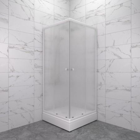 Душевой уголок Тритон Стандарт Щ0000071051 80х80 стекло матовое профиль белый с поддоном