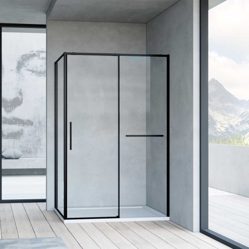 Душевой уголок Vincea Slim Soft VSR-1SS1014CLB 140х100 стекло прозрачное профиль черный