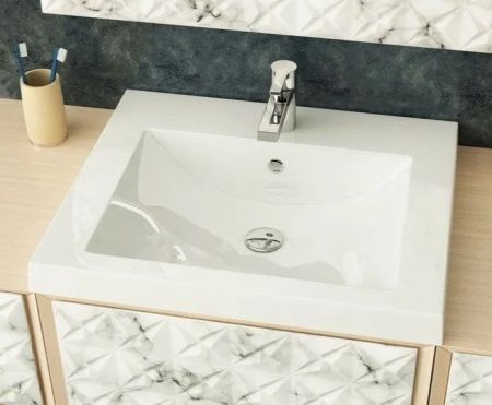 Раковина из искусственного камня Uperwood Eva 4548340000 40х30 полувстраиваемая цвет белый