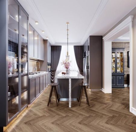 SPC ламинат CronaFloor Herringbone Дуб Тулуза H001 Т070821 толщина 0,45 см 42 класс 640х128