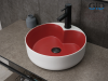Раковина керамическая Gid Esfera 52237 40х40 накладная цвет белый/красный 1 отверстие под смеситель