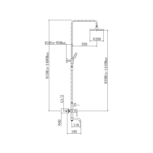 Душевая стойка Fashun A52401-7 настенная цвет черный - фото 3