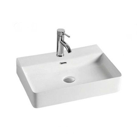 Раковина из сантехнического фарфора Vincea VBS-303 60х40 накладная цвет белый 1 отверстие под смеситель