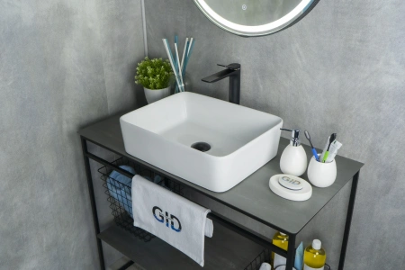 Раковина керамическая Gid Geométrico 51120 50х40 накладная цвет белый без отверстий под смеситель