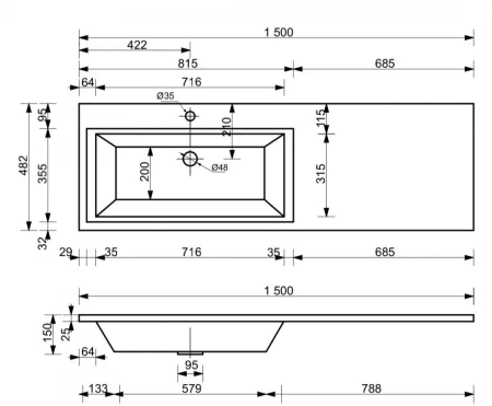 Тумба с раковиной Эстет Dallas Luxe ФР-00009840 85х48х43 подвесная