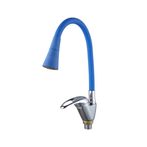 Смеситель для кухни Fashun A4403+A7351 на мойку хром/синий - фото 2