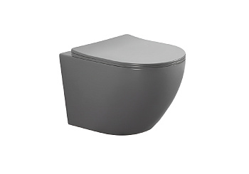 Унитаз подвесной Aquatek ЕВРОПА AQ1901-MG серый матовый с сиденьем микролифт безободковый каскадный смыв