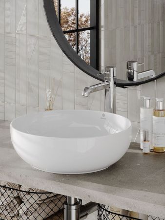 Раковина из сантехнического фарфора Orange B07-420W 40х40 накладная цвет белый