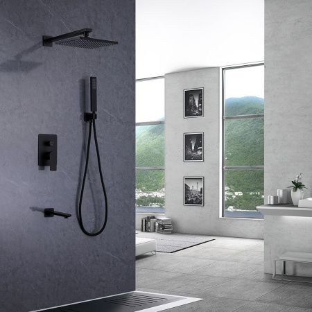 Душевая система Abber AF8017B встраиваемая в стену цвет черный
