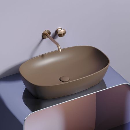 Раковина из сантехнического фарфора Ceramica Nova ELEMENT CN6049MDB 60х40 накладная цвет коричневый без отверстий под смеситель