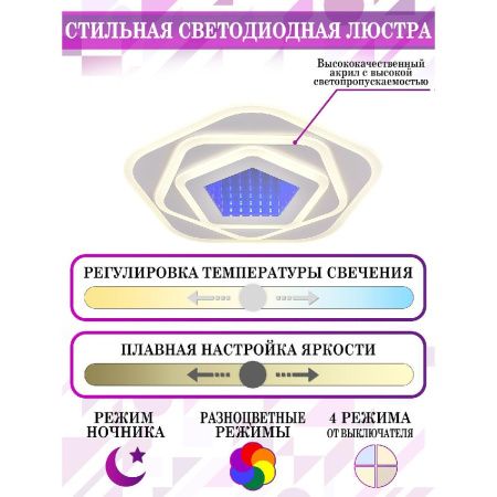 Люстра потолочная Natali Kovaltseva Midnight RGB (Миднигхт РГБ) HIGH-TECH LED LAMPS 82034