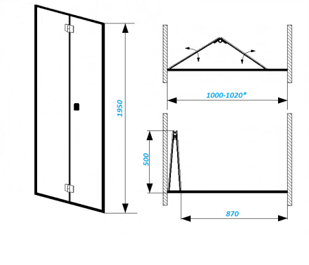 Душевая дверь Cerutti SPA BELLA D101B 90х195 стекло прозрачное профиль черный