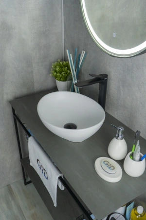 Раковина керамическая Gid Lago 51164 40х30 накладная цвет белый без отверстий под смеситель