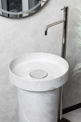 Раковина из искусственного камня Boheme Corian 801-GR 40х40 накладная цвет серый мрамор - фото 3