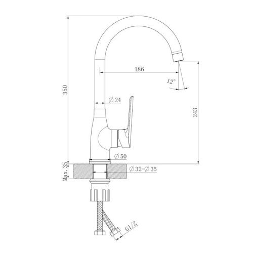 Смеситель для кухни Esko Lagos LG 519 на мойку хром - фото 3