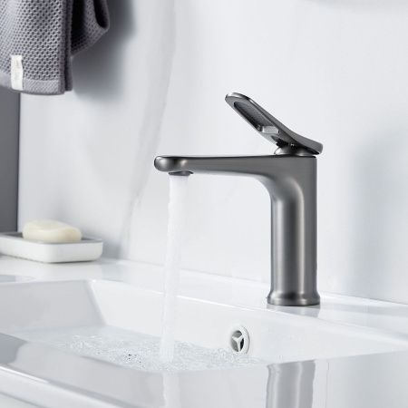 Смеситель Shevanik S4701T на раковину оружейная сталь