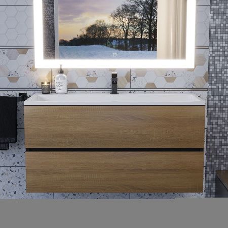 Тумба с раковиной Uperwood Barsa 293020544 100х50 цвет коричневый/черный