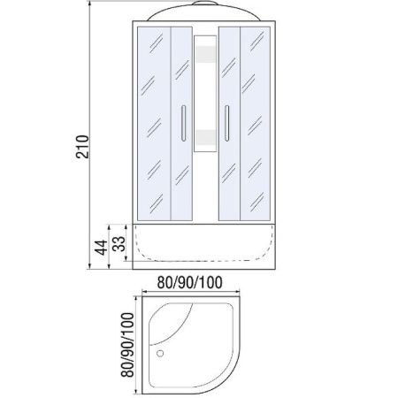 Душевая кабина River NARA 10000001259 80х80 четверть круга с крышей ориентация универсальная