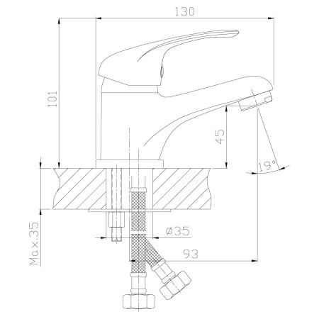 Смеситель Rossinka A A35-11 на раковину хром