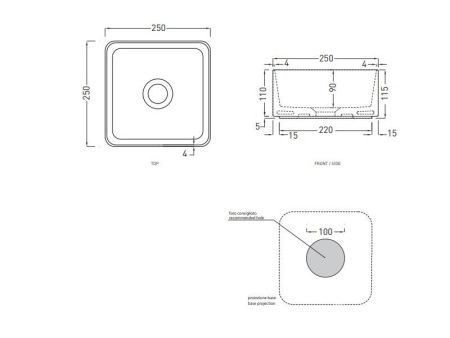 Раковина из сантехнического фаянса CIELO Shui Comfort MILAQ 30х30 накладная цвет белый