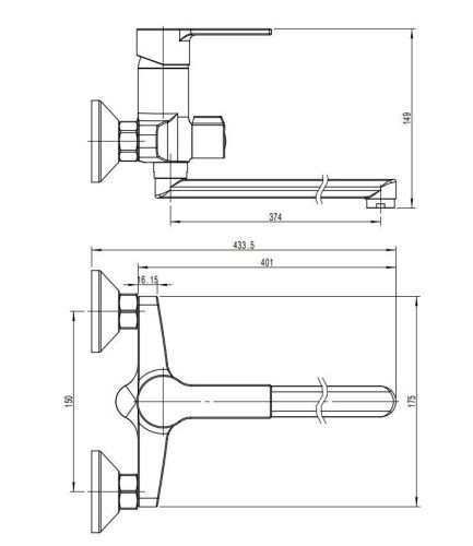 Смеситель для ванны Rush Madeira MA3245-51 настенный хром - фото 2