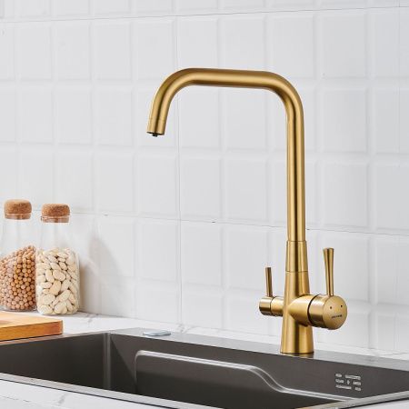 Смеситель для кухни Shevanik S528G на мойку золото
