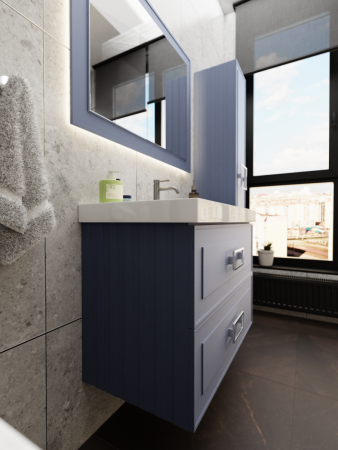 Тумба с раковиной La Fenice Cubo TWIN NFNC-01-CUB-BG-80-2-1-80 80х50 подвесная цвет синий