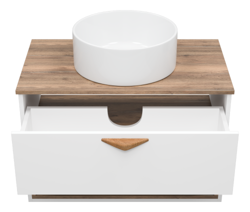 Тумба под раковину Brevita Bergen BER-07080-19-01-1Я 80х48х52 подвесная цвет белый/коричневый - фото 5