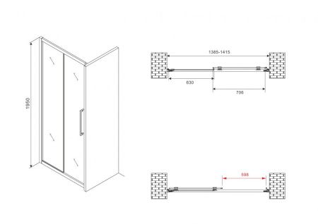 Душевая дверь Abber Schwarzer Diamant AG30140H 140х195 стекло прозрачное профиль хром
