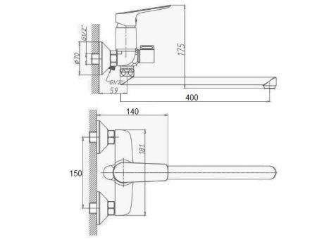 Смеситель для ванны D-Lin D147460 настенный хром