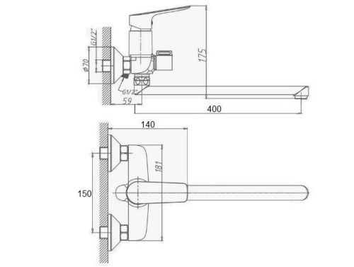 Смеситель для ванны D-Lin D147460 настенный хром - фото 2