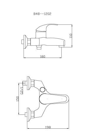 Cмеситель для ванны и душа TSARSBERG TSB-848-1202 настенный хром