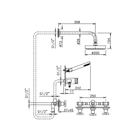 Душевой гарнитур Nicolazzi Mac Kinley 05 2233EXTCR29 настенный  хром