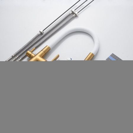 Смеситель для кухни Shevanik S668G на мойку золото/бежевый