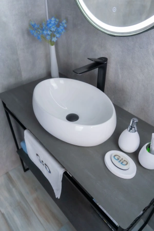 Раковина керамическая Gid Lago 51115 50х30 накладная цвет белый без отверстий под смеситель